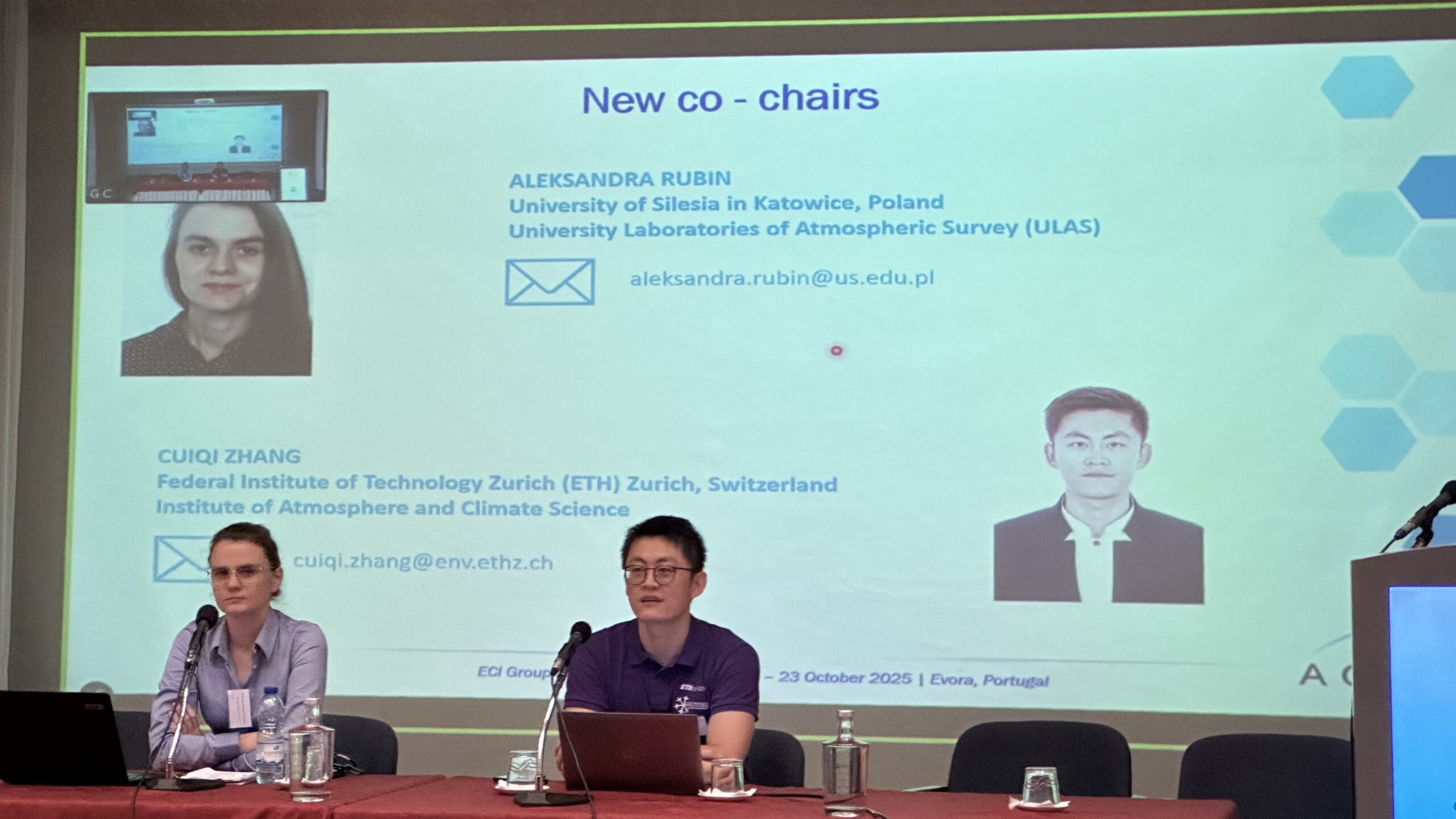 ACTRIS ECI activity in Evora. Left: Aleksandra Rubin from University of Silesia in Katowice. Right: Cuiqi Zhang from ETH